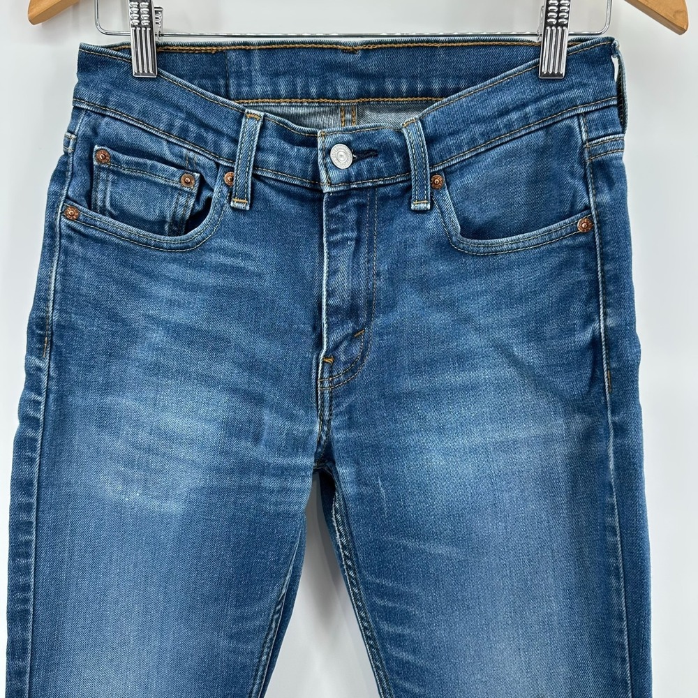Levi's 514 Straight Fit Jeans Mens 30x32 Blue Denim Raw Hem 5-Pocket Whisker